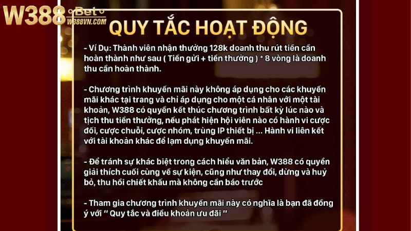 Khuyến mãi thưởng tới 128k cho thành viên mới tại W388